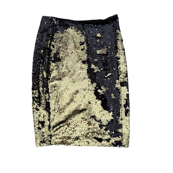 H&M Sz 6 Sequins Gold and Black Skirt Evening Party New Years Holidays - Picture 1 of 6